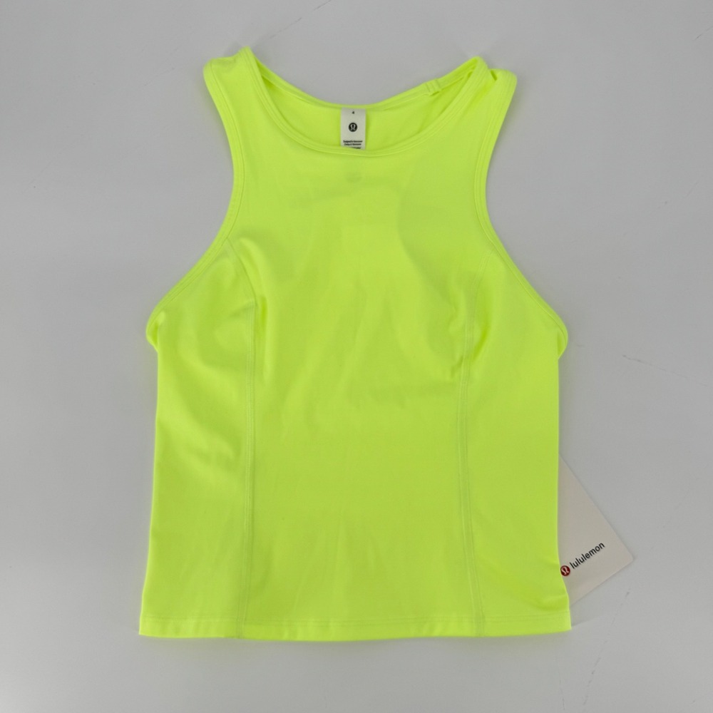 Lululemon Nulux Racerback‎ Cropped Run Tank Neon Yellow 4 NWT